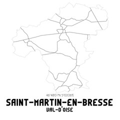 SAINT-MARTIN-EN-BRESSE Val-d'Oise. Minimalistic street map with black and white lines.