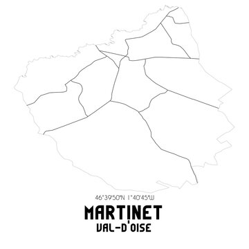 MARTINET Val-d'Oise. Minimalistic street map with black and white lines.