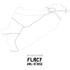 FLACY Val-d'Oise. Minimalistic street map with black and white lines.