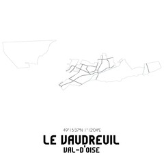 LE VAUDREUIL Val-d'Oise. Minimalistic street map with black and white lines.