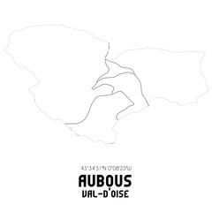 AUBOUS Val-d'Oise. Minimalistic street map with black and white lines.