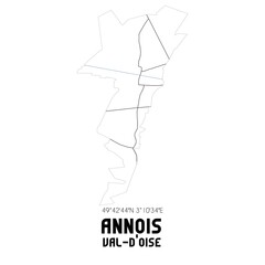 ANNOIS Val-d'Oise. Minimalistic street map with black and white lines.