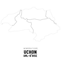 UCHON Val-d'Oise. Minimalistic street map with black and white lines.