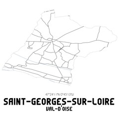 SAINT-GEORGES-SUR-LOIRE Val-d'Oise. Minimalistic street map with black and white lines.