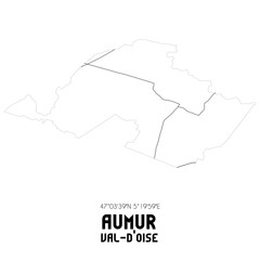 AUMUR Val-d'Oise. Minimalistic street map with black and white lines.