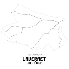 LAVERAET Val-d'Oise. Minimalistic street map with black and white lines.