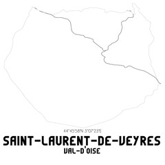 SAINT-LAURENT-DE-VEYRES Val-d'Oise. Minimalistic street map with black and white lines.