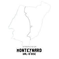 MONTEYNARD Val-d'Oise. Minimalistic street map with black and white lines.