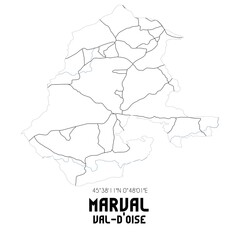 MARVAL Val-d'Oise. Minimalistic street map with black and white lines.