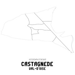 CASTAGNEDE Val-d'Oise. Minimalistic street map with black and white lines.