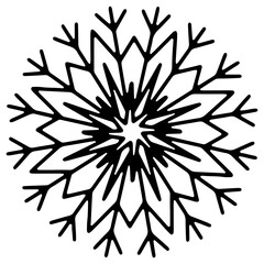 Simple Outline Snowflake Sign. Doodle Snowflake Icon.