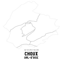 CHOUX Val-d'Oise. Minimalistic street map with black and white lines.