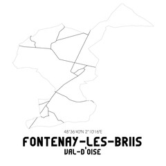 FONTENAY-LES-BRIIS Val-d'Oise. Minimalistic street map with black and white lines.