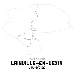 LAINVILLE-EN-VEXIN Val-d'Oise. Minimalistic street map with black and white lines.