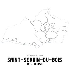 SAINT-SERNIN-DU-BOIS Val-d'Oise. Minimalistic street map with black and white lines.