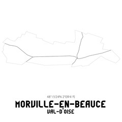 MORVILLE-EN-BEAUCE Val-d'Oise. Minimalistic street map with black and white lines.
