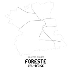 FORESTE Val-d'Oise. Minimalistic street map with black and white lines.