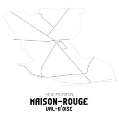 MAISON-ROUGE Val-d'Oise. Minimalistic street map with black and white lines.