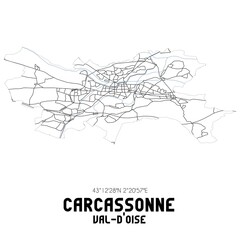 CARCASSONNE Val-d'Oise. Minimalistic street map with black and white lines.