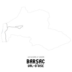 BARSAC Val-d'Oise. Minimalistic street map with black and white lines.