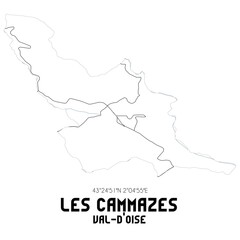 Fototapeta premium LES CAMMAZES Val-d'Oise. Minimalistic street map with black and white lines.