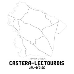 CASTERA-LECTOUROIS Val-d'Oise. Minimalistic street map with black and white lines.