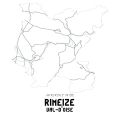 RIMEIZE Val-d'Oise. Minimalistic street map with black and white lines.