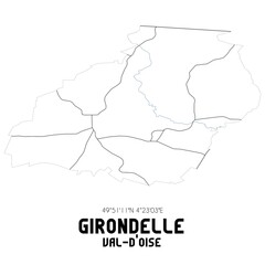 GIRONDELLE Val-d'Oise. Minimalistic street map with black and white lines.