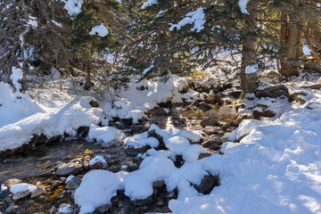 Winter landscape of Rila Mountain near Malyovitsa peak, Bulgaria