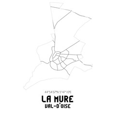 LA MURE Val-d'Oise. Minimalistic street map with black and white lines.