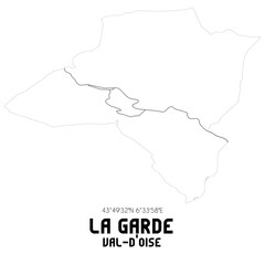 Obraz premium LA GARDE Val-d'Oise. Minimalistic street map with black and white lines.