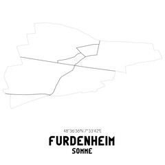 FURDENHEIM Somme. Minimalistic street map with black and white lines.