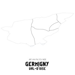 GERMIGNY Val-d'Oise. Minimalistic street map with black and white lines.