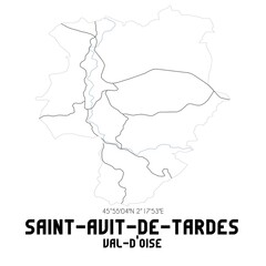 SAINT-AVIT-DE-TARDES Val-d'Oise. Minimalistic street map with black and white lines.
