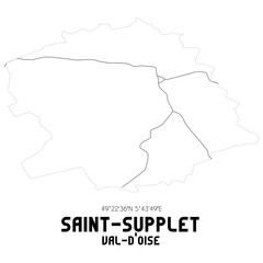 Obraz premium SAINT-SUPPLET Val-d'Oise. Minimalistic street map with black and white lines.