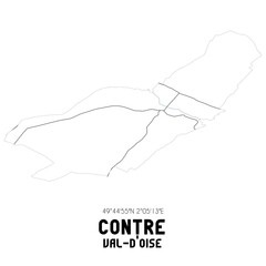 CONTRE Val-d'Oise. Minimalistic street map with black and white lines.