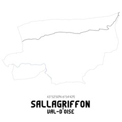 SALLAGRIFFON Val-d'Oise. Minimalistic street map with black and white lines.