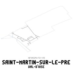 SAINT-MARTIN-SUR-LE-PRE Val-d'Oise. Minimalistic street map with black and white lines.