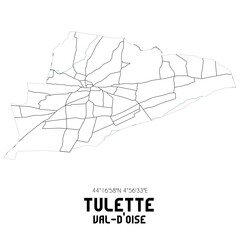 TULETTE Val-d'Oise. Minimalistic street map with black and white lines.