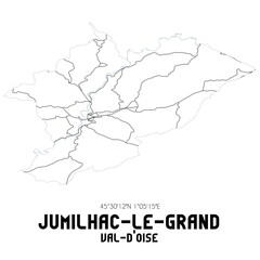 JUMILHAC-LE-GRAND Val-d'Oise. Minimalistic street map with black and white lines.
