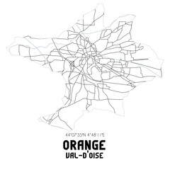 ORANGE Val-d'Oise. Minimalistic street map with black and white lines.