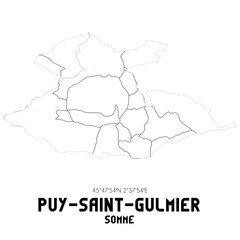 PUY-SAINT-GULMIER Somme. Minimalistic street map with black and white lines.