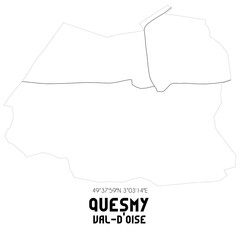 QUESMY Val-d'Oise. Minimalistic street map with black and white lines.