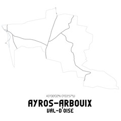 AYROS-ARBOUIX Val-d'Oise. Minimalistic street map with black and white lines.