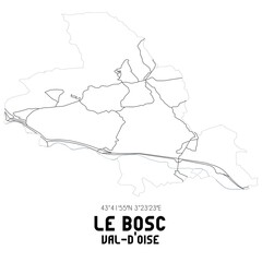 LE BOSC Val-d'Oise. Minimalistic street map with black and white lines.