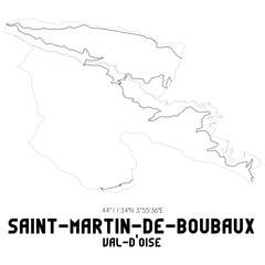 SAINT-MARTIN-DE-BOUBAUX Val-d'Oise. Minimalistic street map with black and white lines.