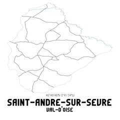 SAINT-ANDRE-SUR-SEVRE Val-d'Oise. Minimalistic street map with black and white lines.