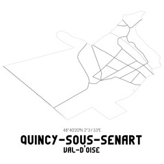 QUINCY-SOUS-SENART Val-d'Oise. Minimalistic street map with black and white lines.