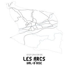 LES ARCS Val-d'Oise. Minimalistic street map with black and white lines.