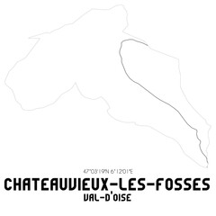 CHATEAUVIEUX-LES-FOSSES Val-d'Oise. Minimalistic street map with black and white lines.